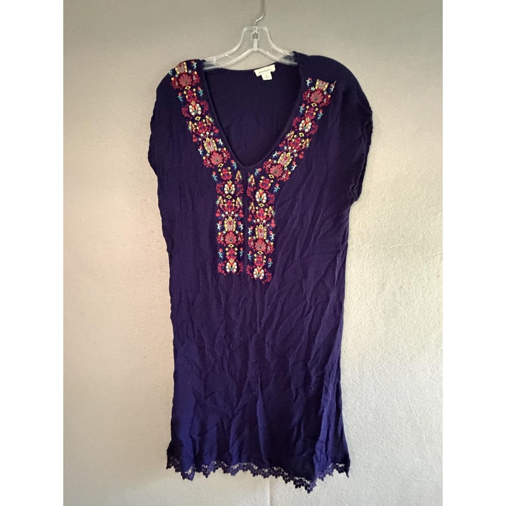 Sundance Dress Womens S Purple Embroidered V Neck Cap Sleeve Shift Short Boho
